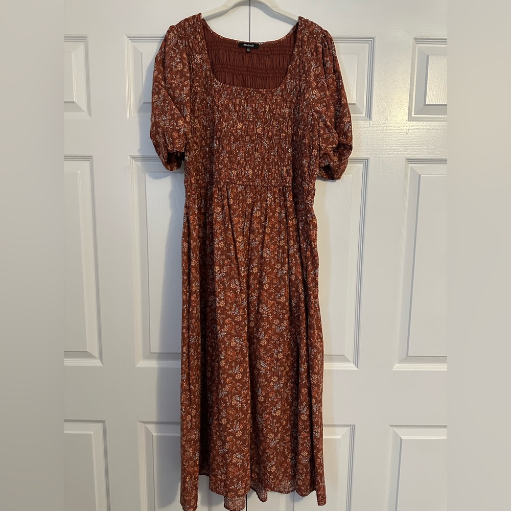 EUC Madewell Terracotta Floral Long Sleeve Dress 18W, worn once
